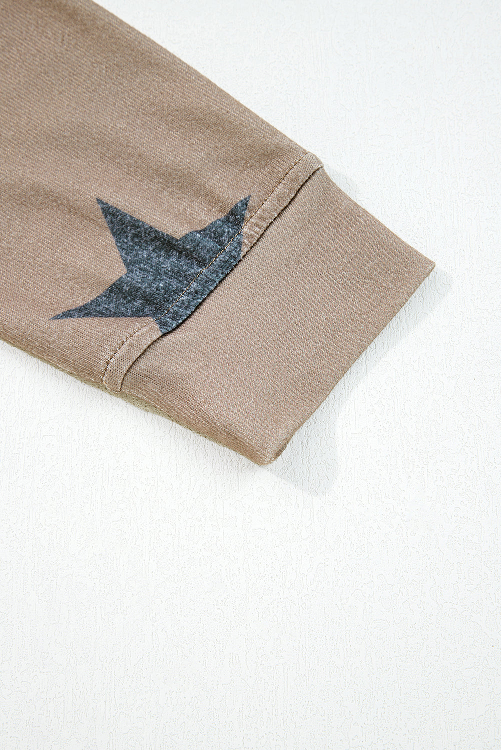 Khaki Retro Star Print Loose Long Sleeve Drawstring Wide Leg 2pcs Lounge Set 🇺🇸