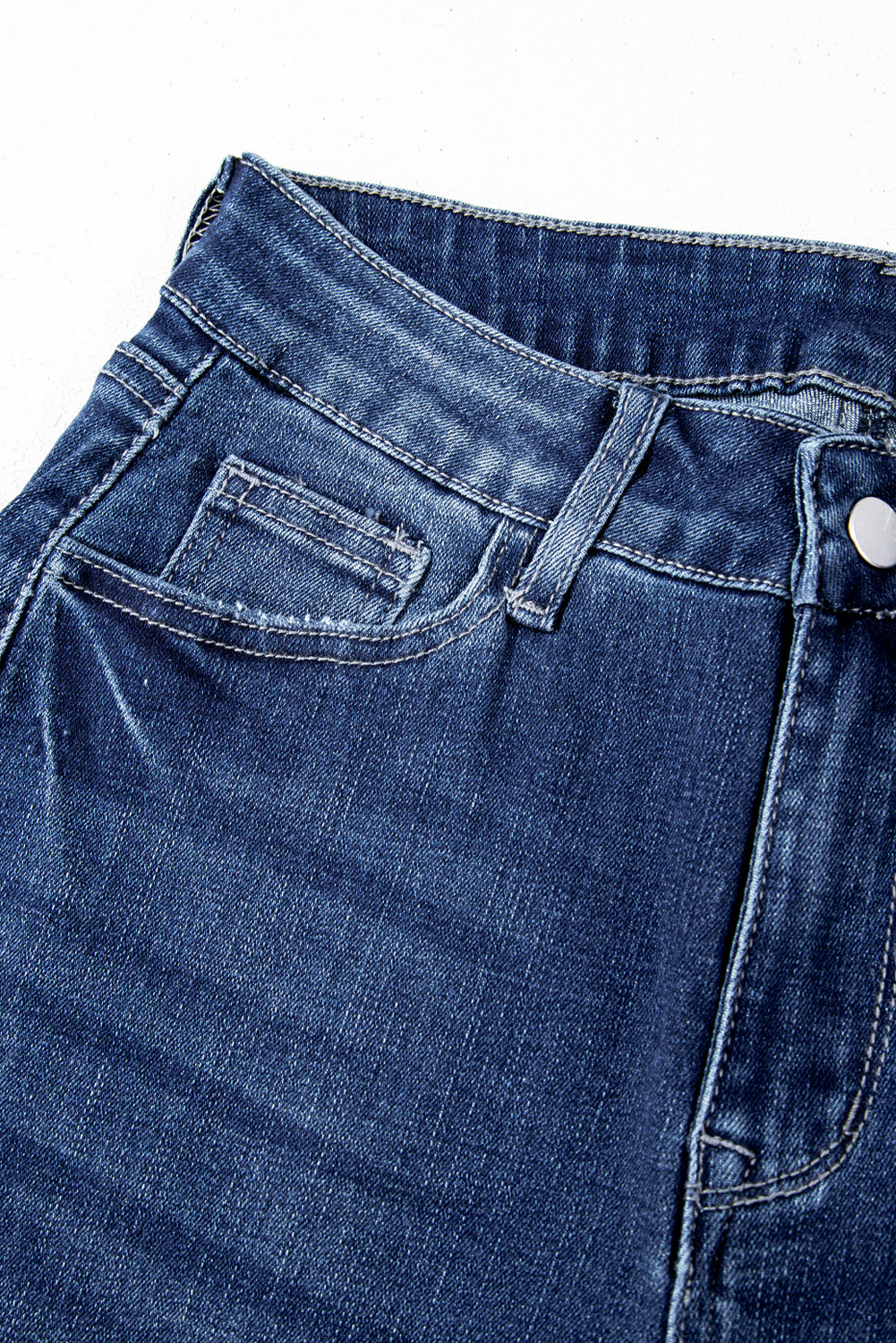 Sail Blue Mineral Wash Raw Hem High Waist Flared Jeans 🇨🇳