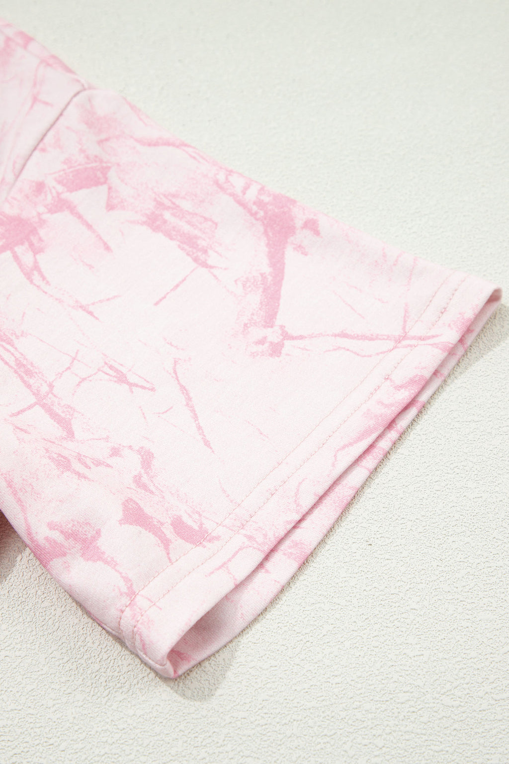Pink Abstract Print V Neck Loose Tee Drawstring Shorts 2pcs Outfit 🇺🇸