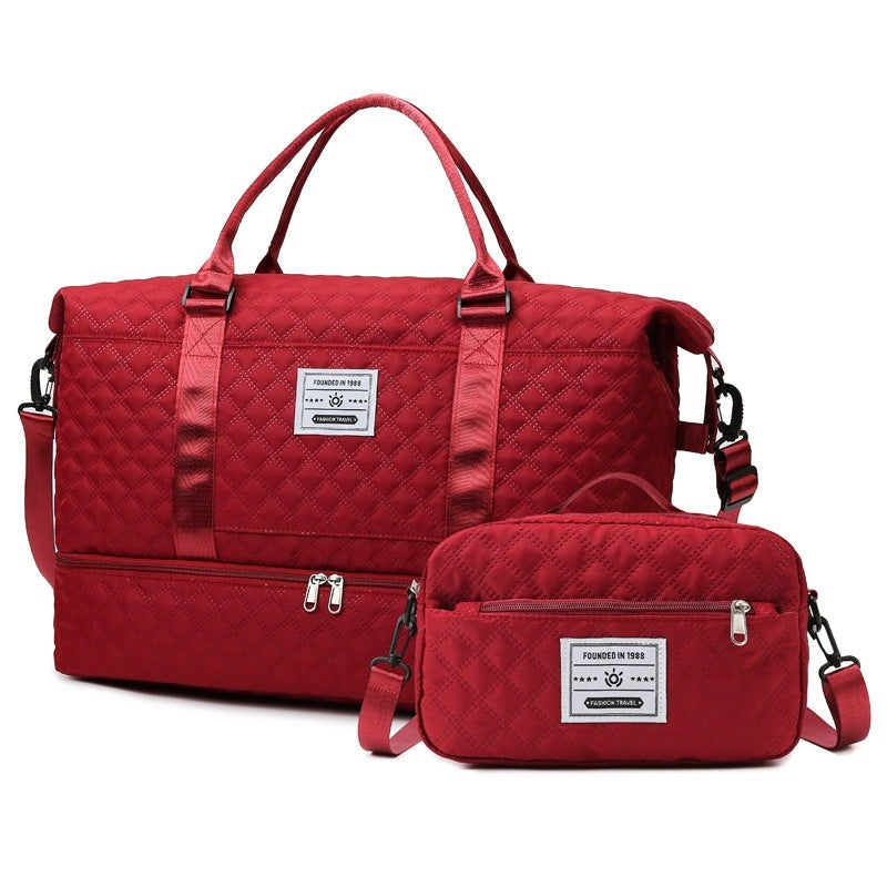 Large-Capacity Quilted Embroidered Thread Handle Crossbody Storage Travel Bag 🇨🇳
