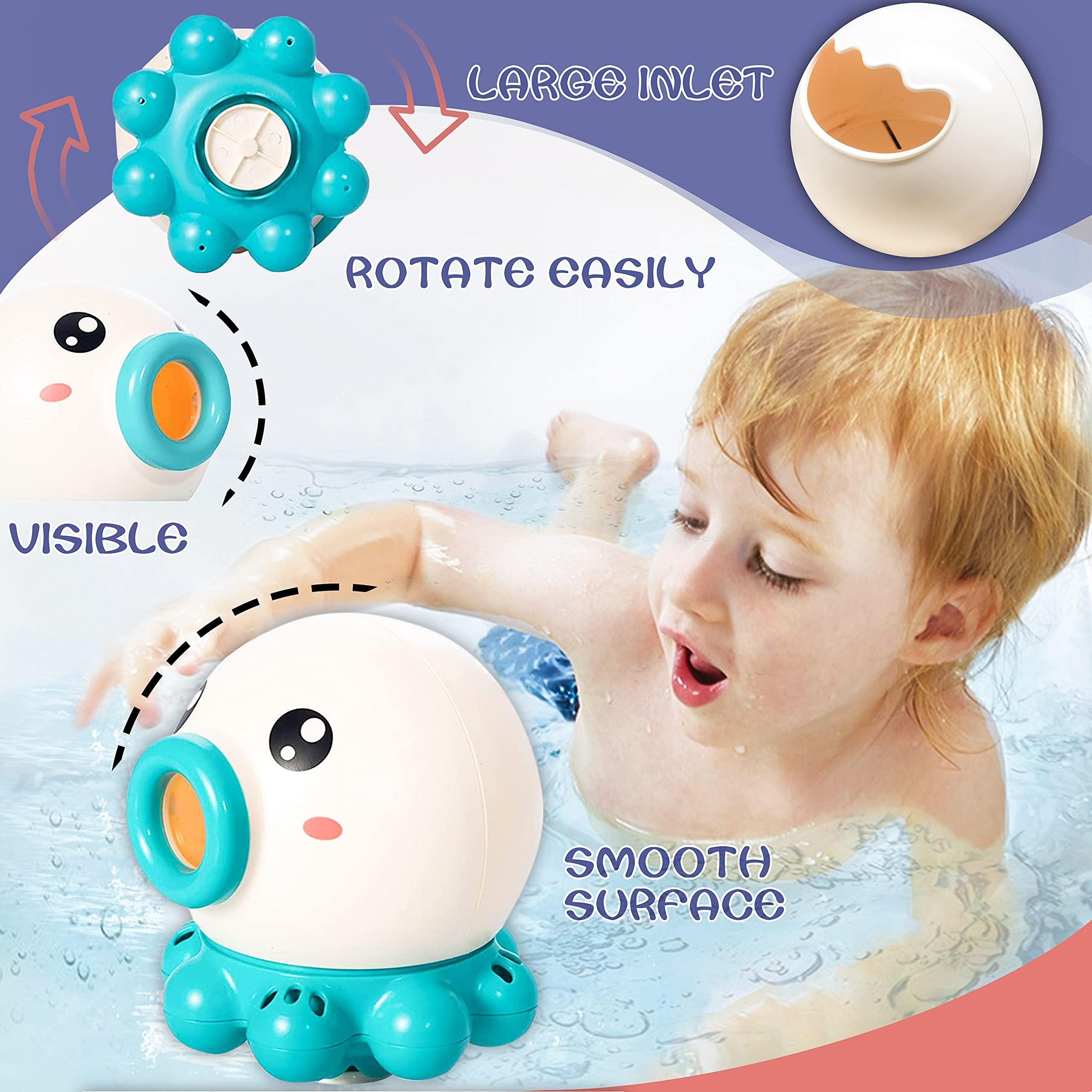 Octopus Fountain Bath Toy Water Jet Rotating Shower Bathroom Toy Summer Water Toys Sprinkler Beach Toys Kids Water Toys 🇨🇳