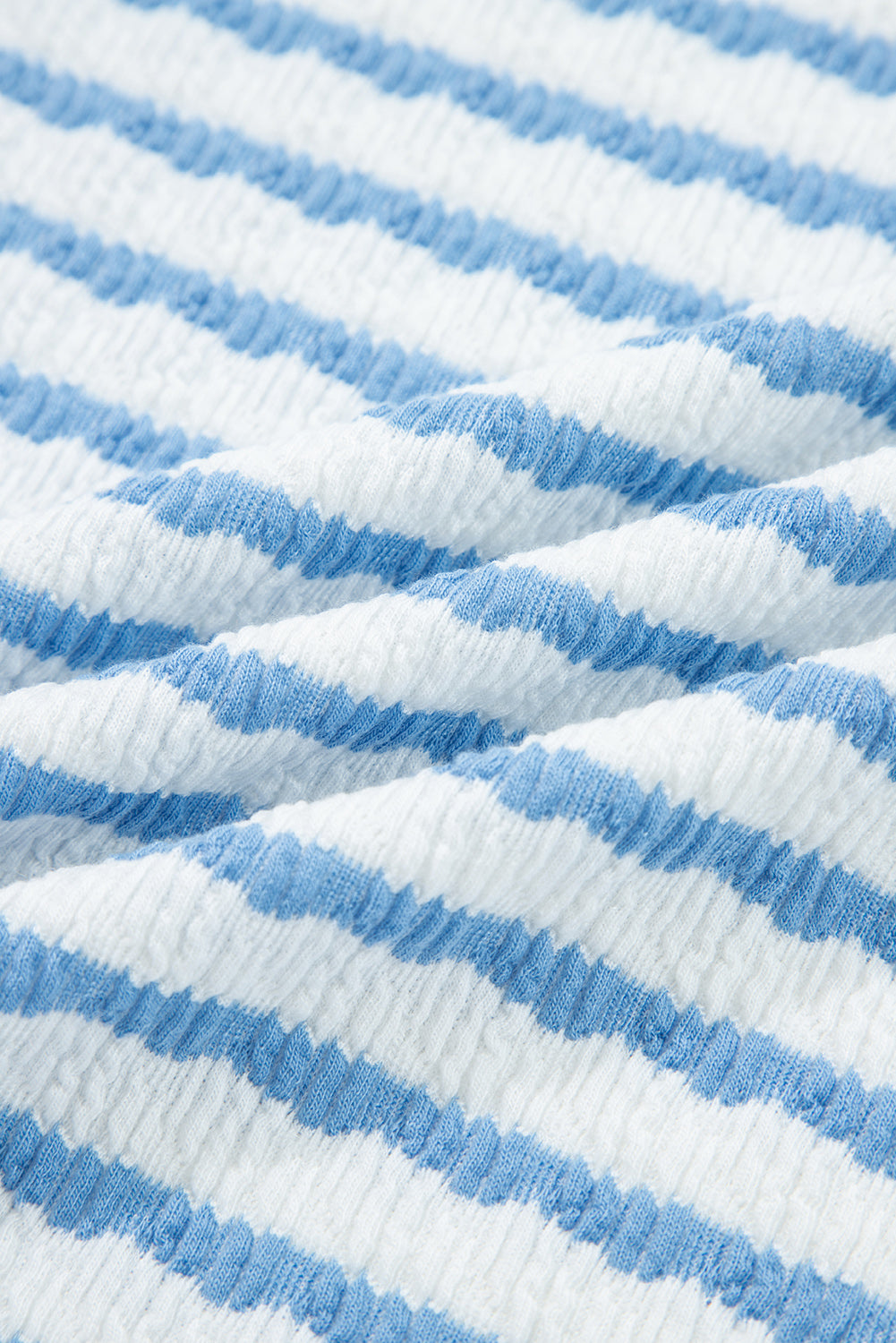Sky Blue Stripe Collared Pullover Top and Drawstring Pant Set 🇺🇸