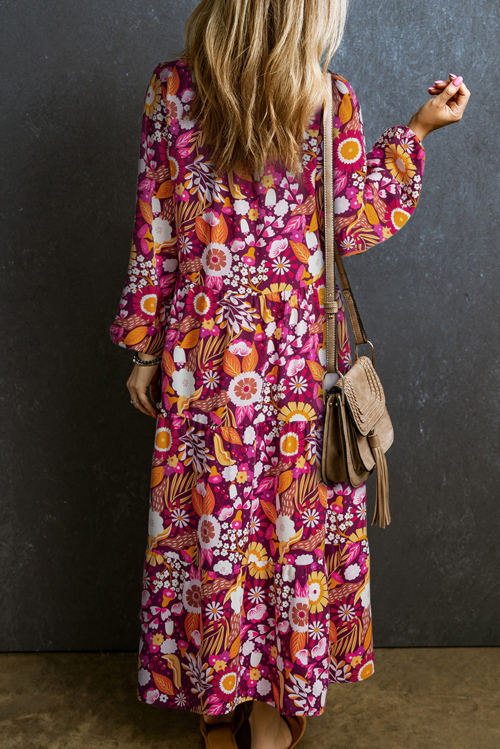 Purple Collared Tiered Flowy Long Dress 🇺🇸