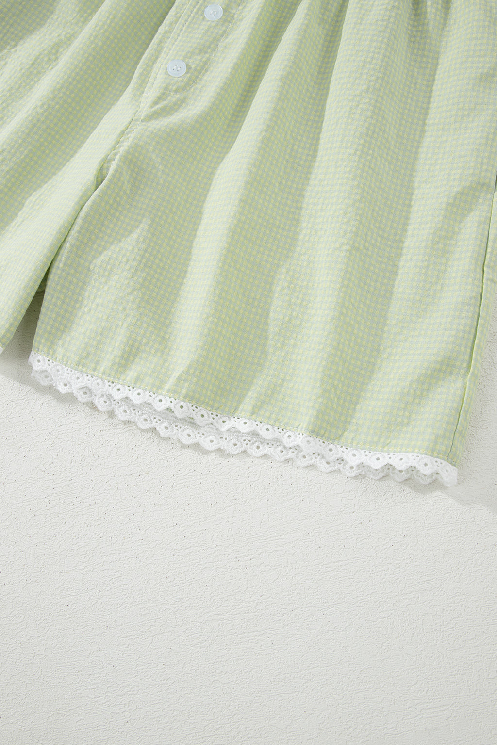 Green Gingham Plaid Button Detail Lace Trim Boxer Shorts 🇺🇸