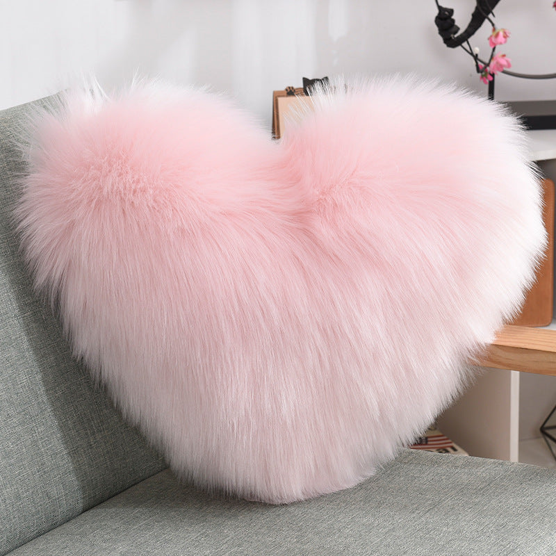 Throw Pillows Heart Shape Long Plush Fluffy Shaggy Cushion Cover 🇨🇳