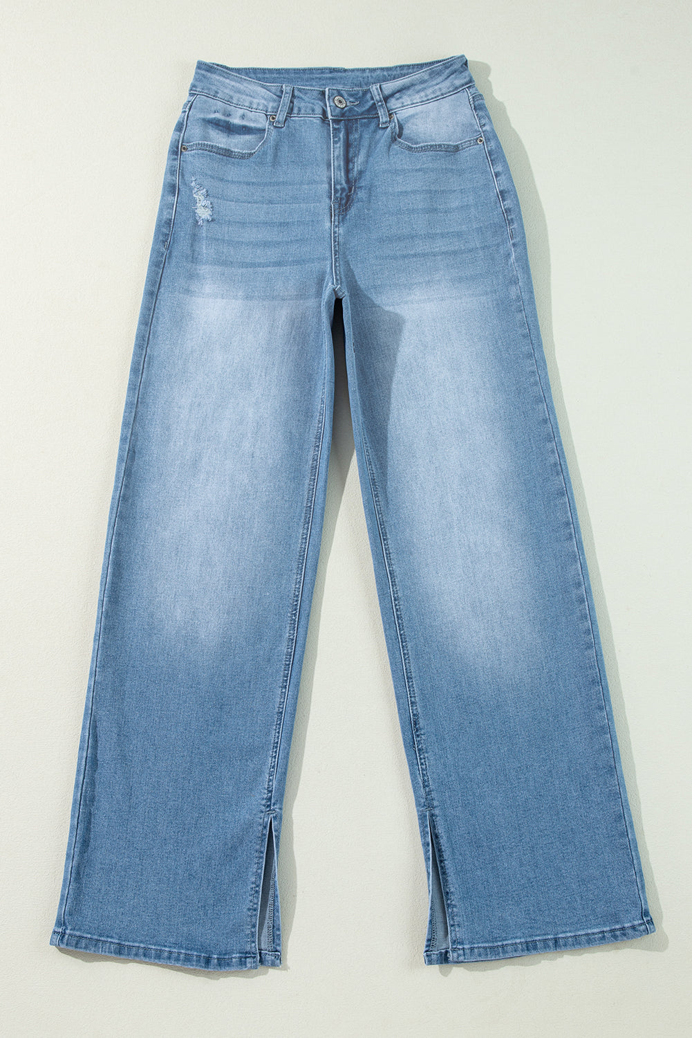 Myosotis High Rise Shift Slit Leg Straight Jeans 🇨🇳