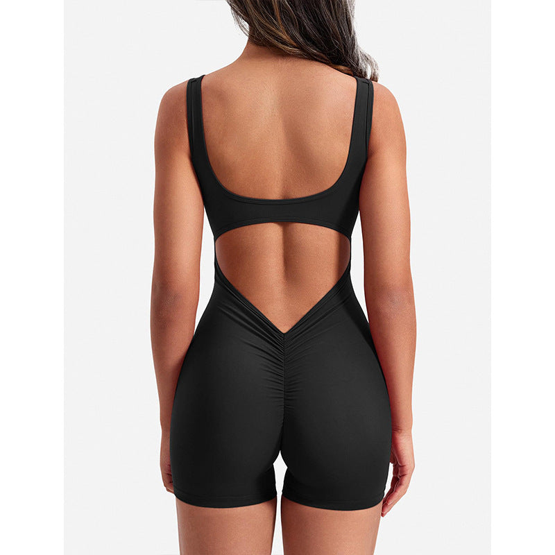 One-piece Nude Feel Pleated Fitness Jumpsuit 🇨🇳