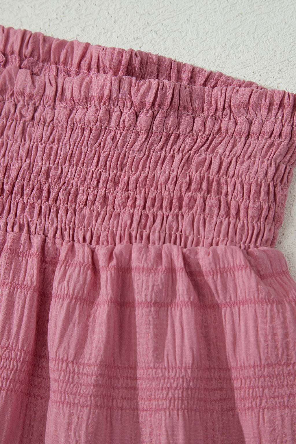 Peach Blossom Textured Square Neck Top and Shirred High Waist Shorts Set 🇺🇸
