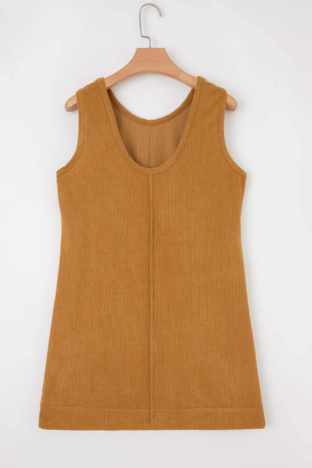 Beige Corduroy Sleeveless Mini Dress With Patched Pockets 🇺🇸