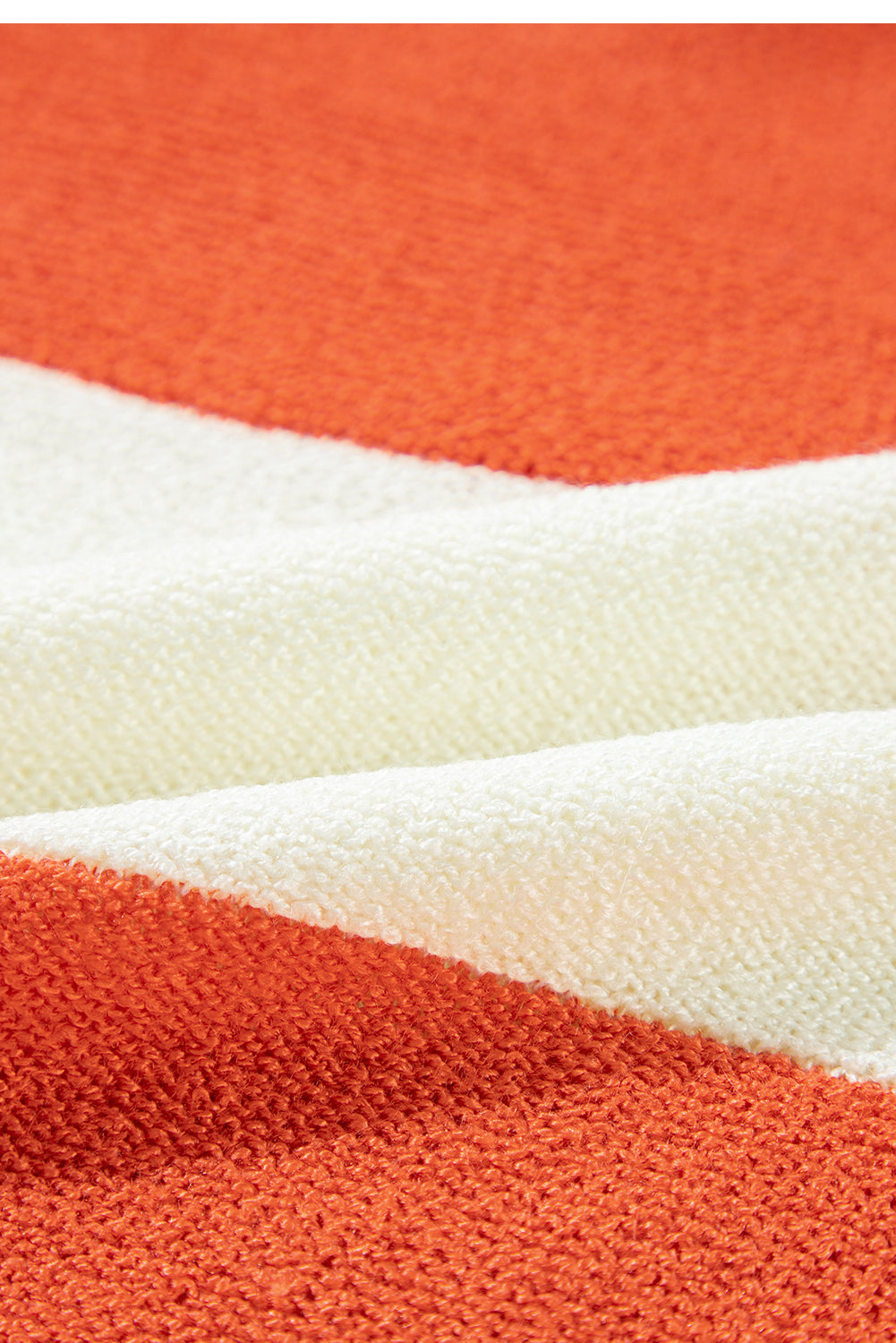 Orange Stripe Loose Color Block Drop Shoulder Bubble Sleeve Sweater 🇺🇸