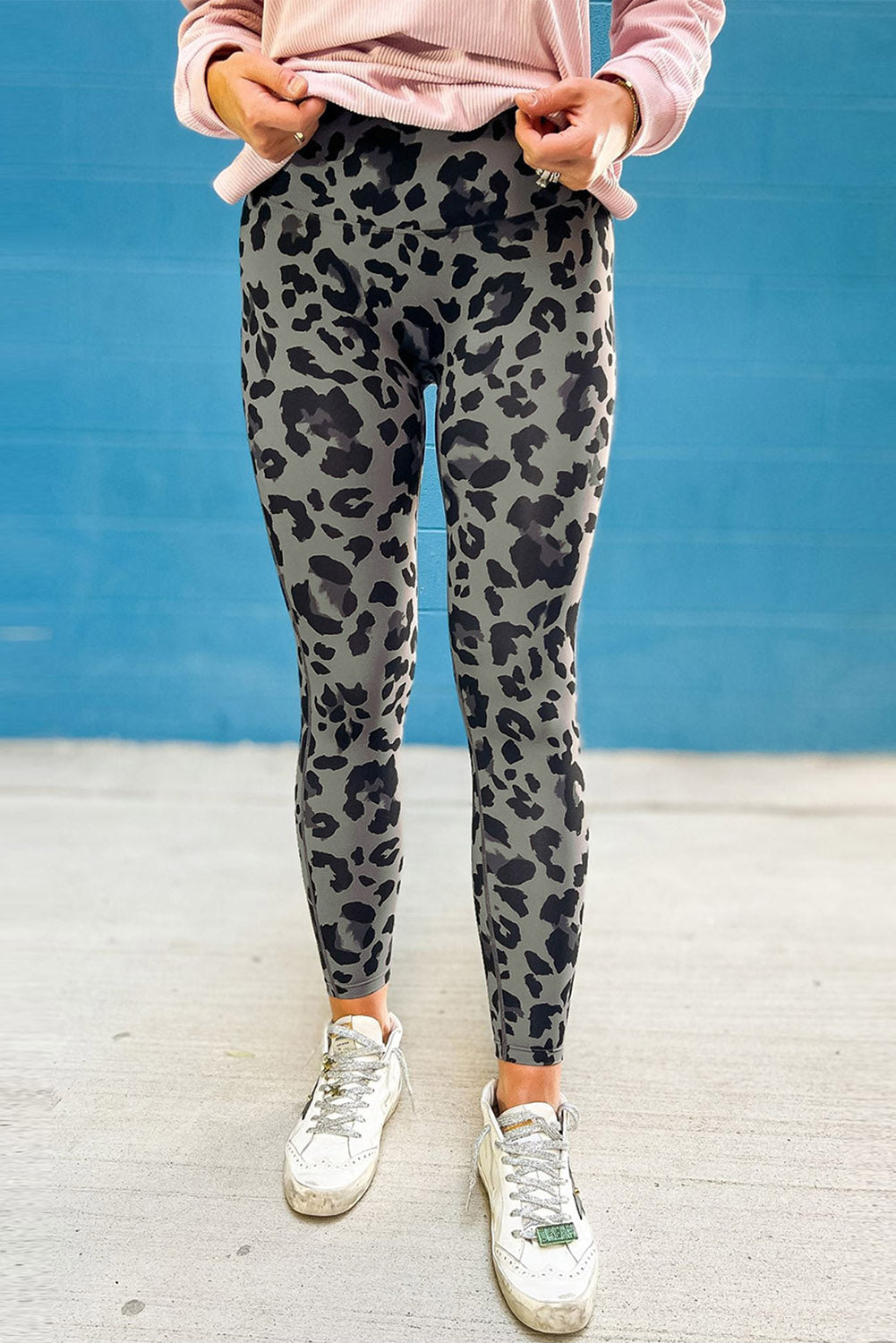 Gray Classic Leopard Print Active Leggings 🇺🇸