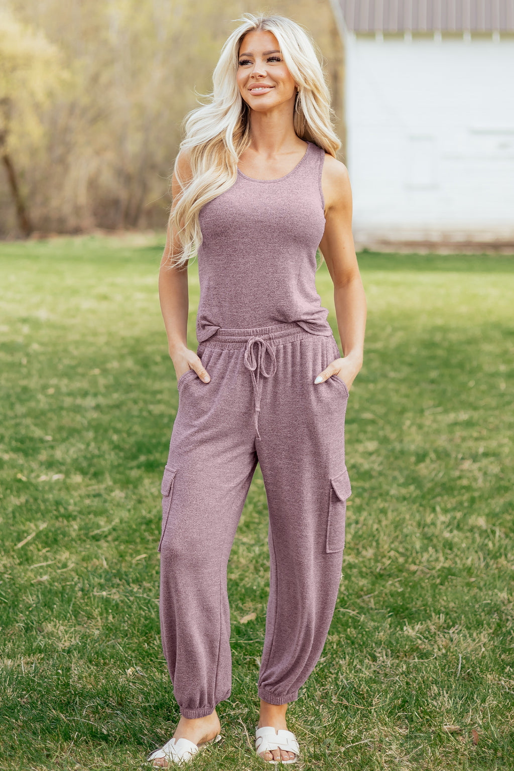 Orchid Bouquet Casual Tank Top Drawstring Jogger Pants 2pcs Outfit 🇺🇸