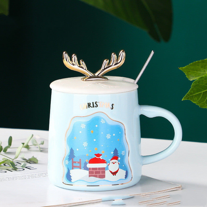 Drinkware Christmas Mugs Coffee Cups Ceramic Merry Christmas Cups With Spoon Christmas Gifts For Coffee Cup Mug Handgrip Cup 🇨🇳