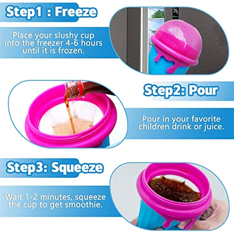 500ml Large Capacity Slushy Cup Summer Squeeze Homemade Juice Water Bottle Quick-Frozen Smoothie Sand Cup Pinch Fast Cooling Magic Ice Cream Slushy Maker Beker Kitchen Gadgets 🇨🇳
