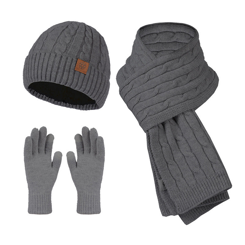 Alpaca Fleecefiber Scarf Men / Women Winter Scarf And Hat Gloves Three-piece Set 🇨🇳