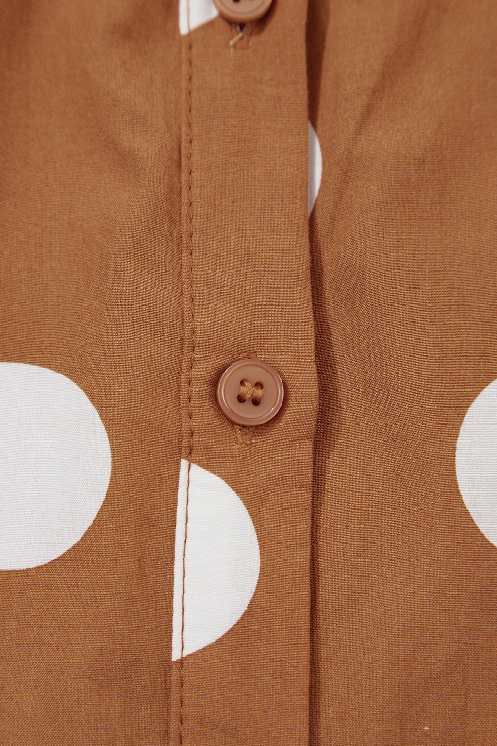 Brown Polka Dot Button Front Long Sleeve Shift Dress 🇺🇸
