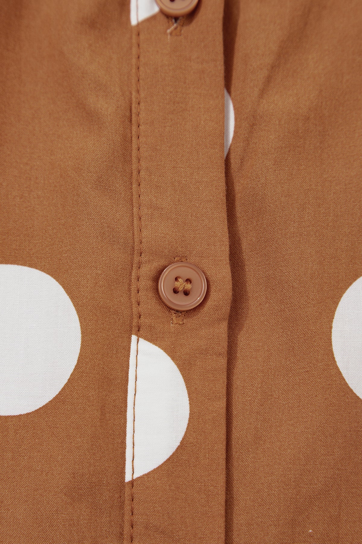 Brown Polka Dot Button Front Long Sleeve Shift Dress 🇺🇸
