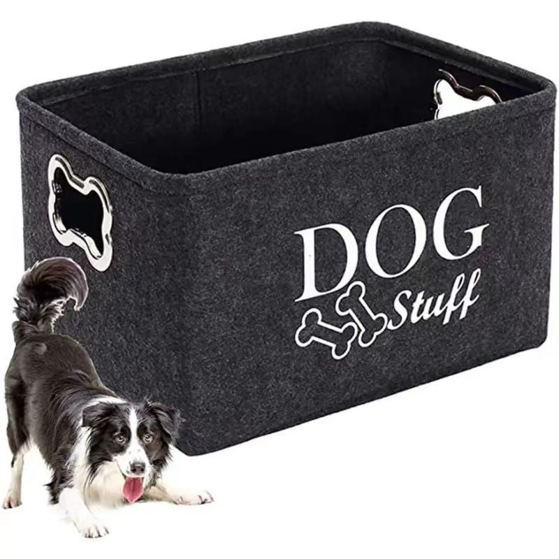 Pet Dog Cat Toy Snacks Sundries Metal Handle Felt Storage Box 🇨🇳