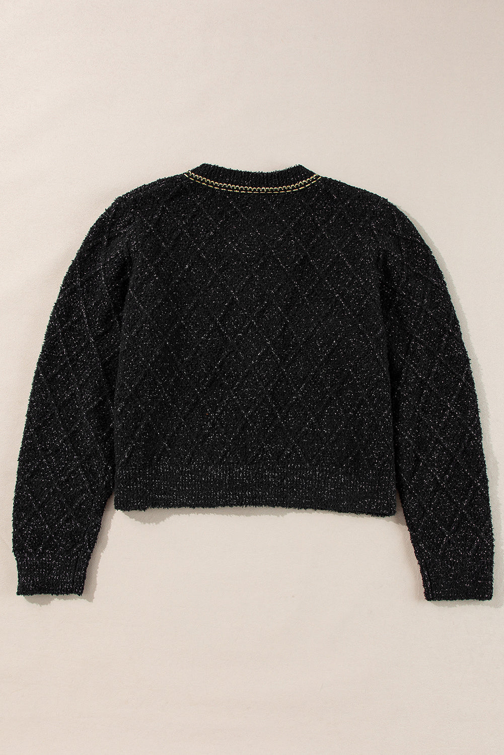 Black Shimmer Flap Pocket Button up Cardigan 🇨🇳