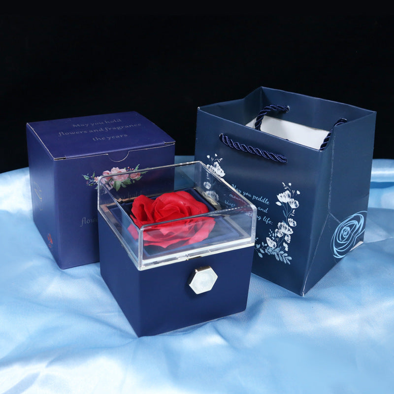 Rotating Soap Flower Rose Gift Box Creative Rotating Rose Jewelry Packaging Box 🇨🇳