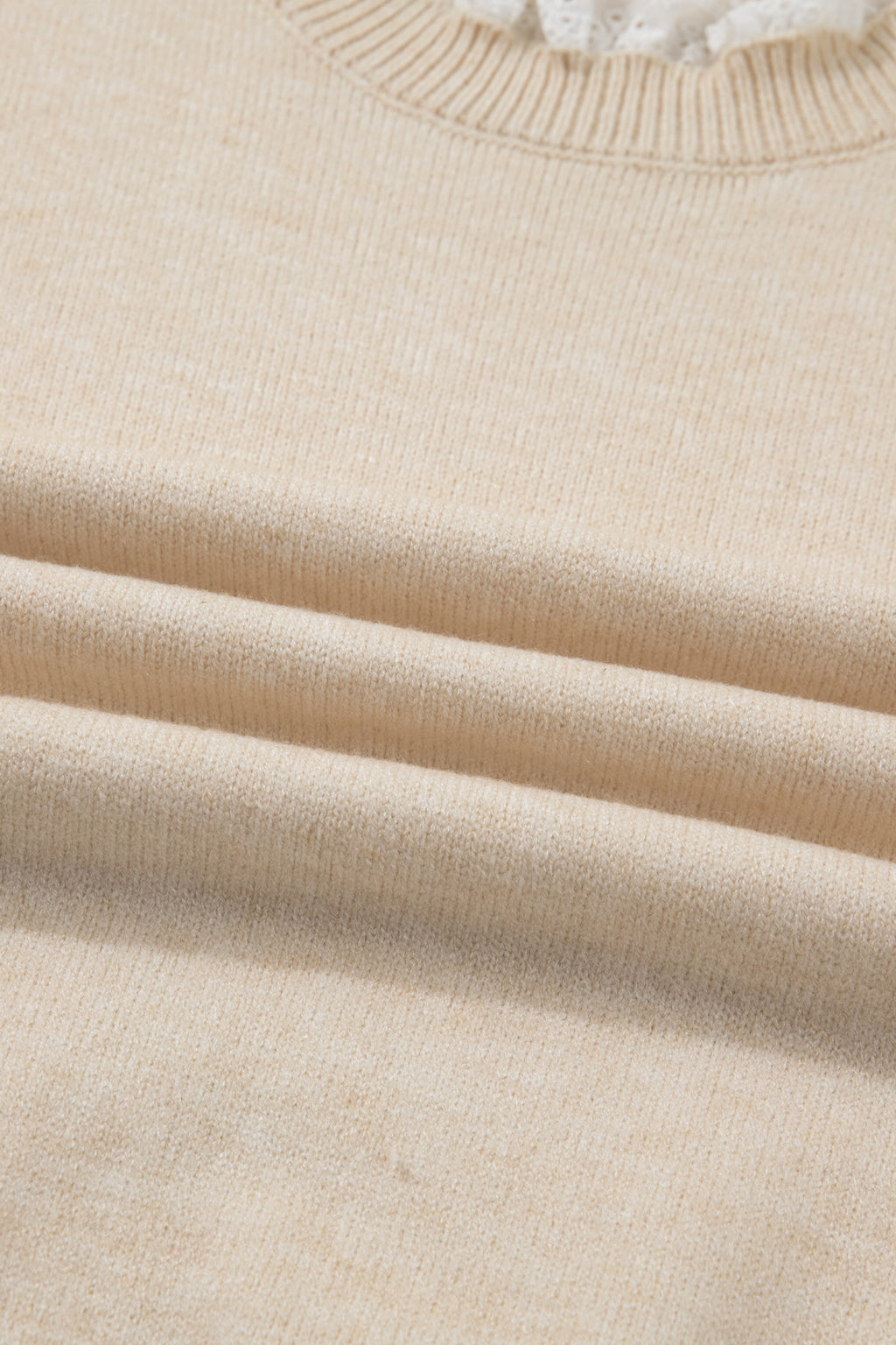 Jet Stream Lace Trim Patchwork Buttoned Cuffs Loose Sweater 🇺🇸