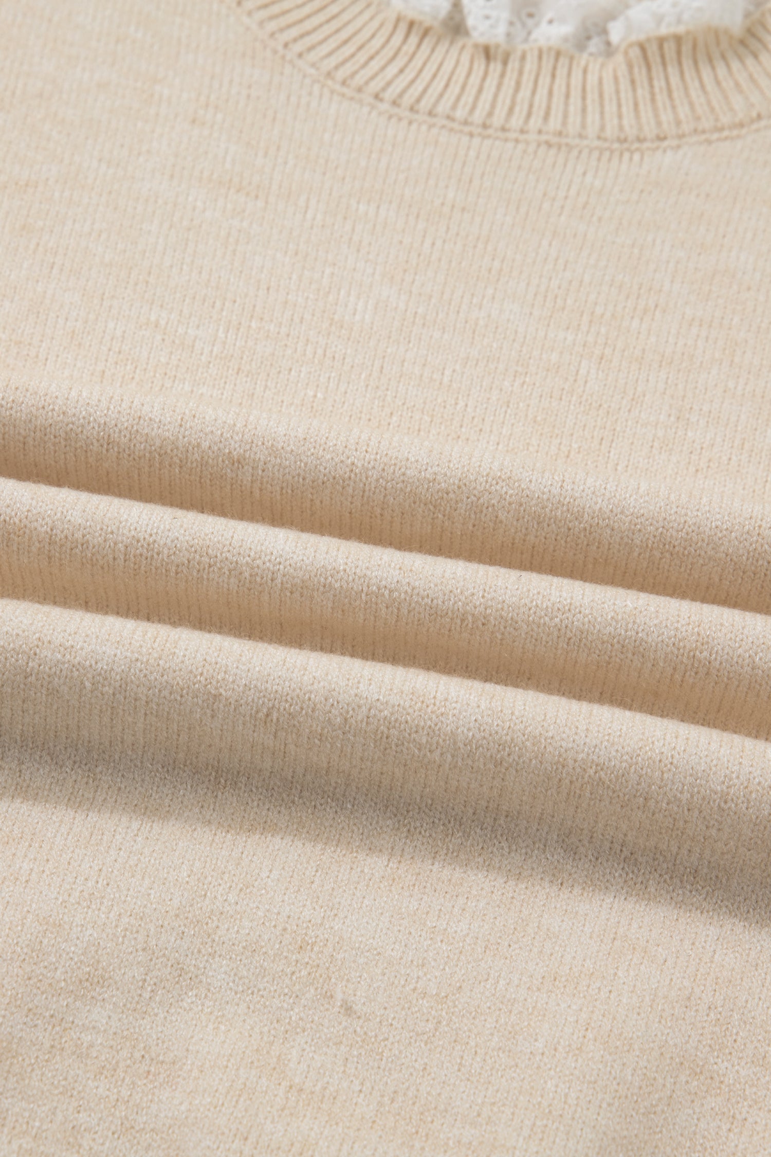 Jet Stream Lace Trim Patchwork Buttoned Cuffs Loose Sweater 🇺🇸