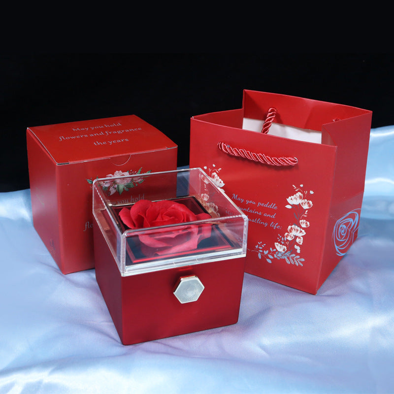 Rotating Soap Flower Rose Gift Box Creative Rotating Rose Jewelry Packaging Box 🇨🇳