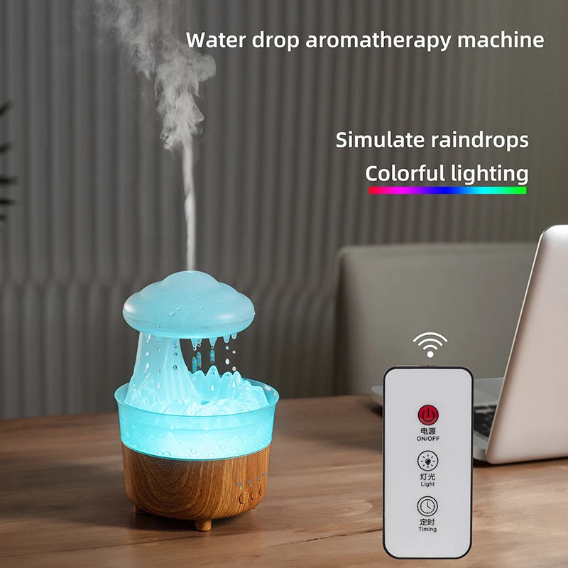 Rain Cloud Night Light Humidifier With Raining Water Drop Sound And 7 Color Led Light Essential Oil Diffuser Aromatherapy 🇨🇳