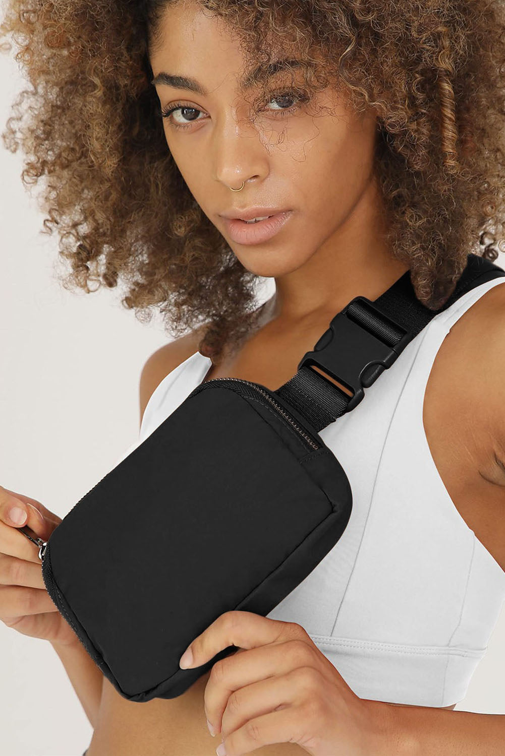 Black Waterproof Zipped Crossbody Chest Bag 20*5*14cm 🇺🇸