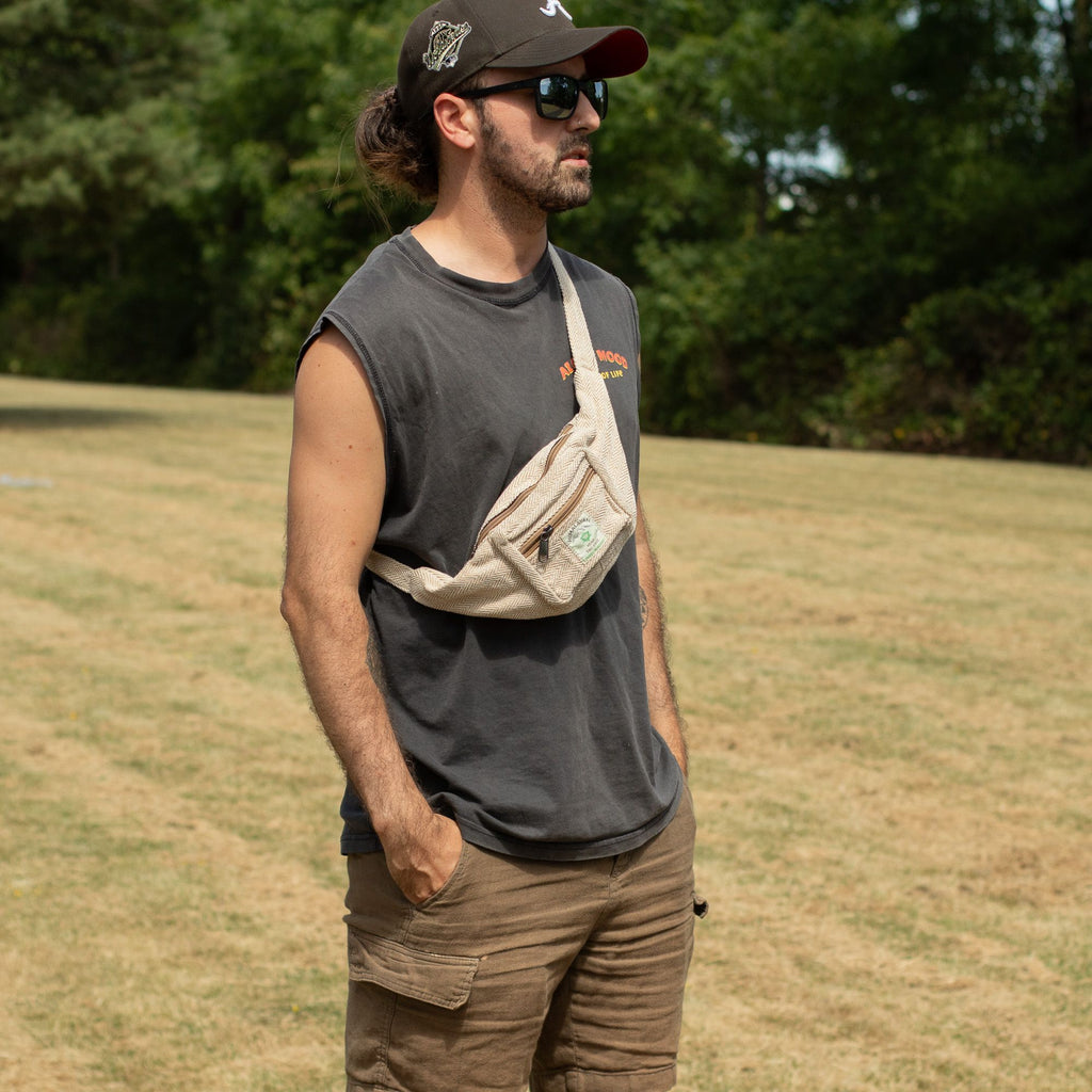 Cotton Hemp Style Belt (or Fanny) Bag - Natural 🇬🇧
