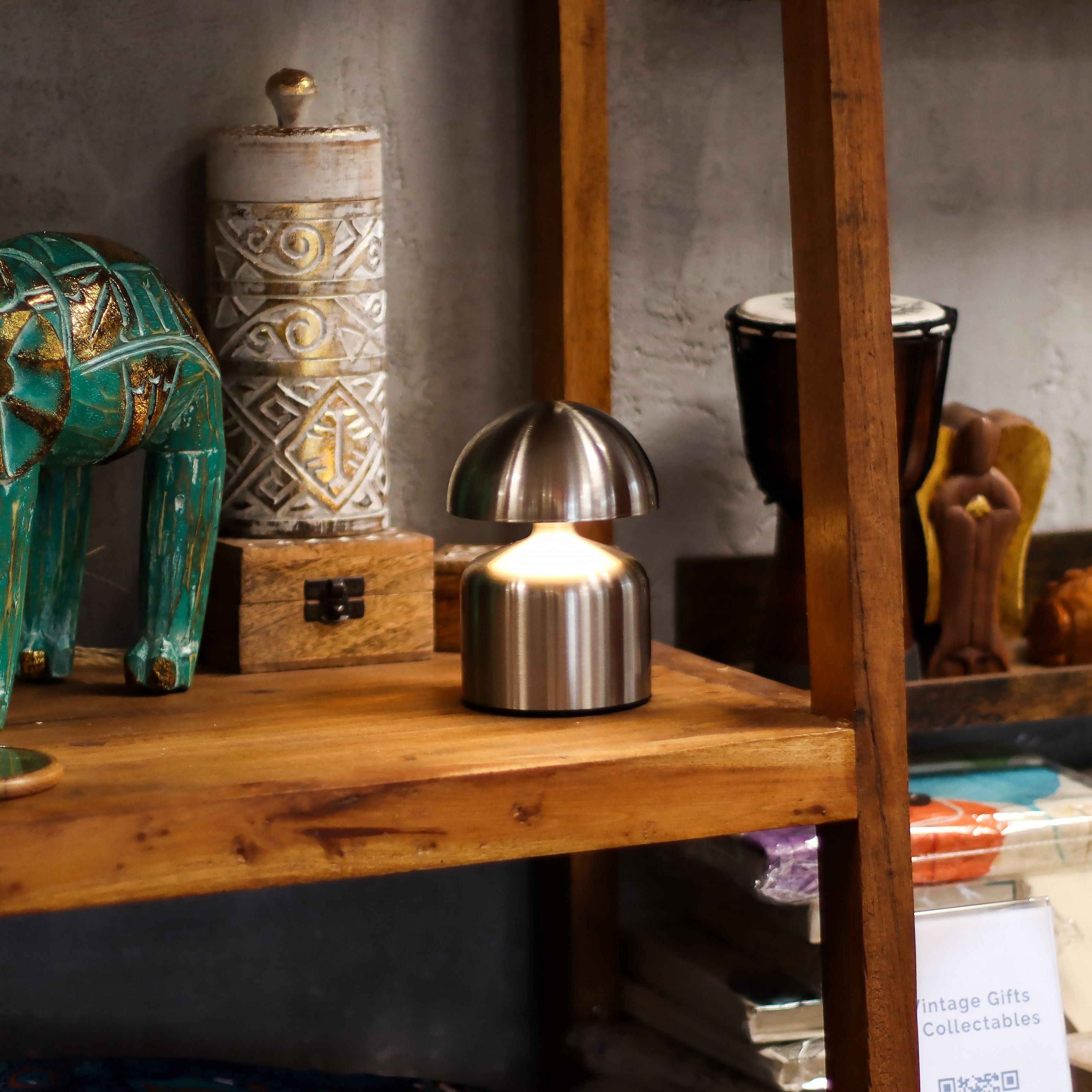 Touch Lamp - Dome Mushroom Silver - USB (C) - Rechargable  (400 Watt) 🇬🇧