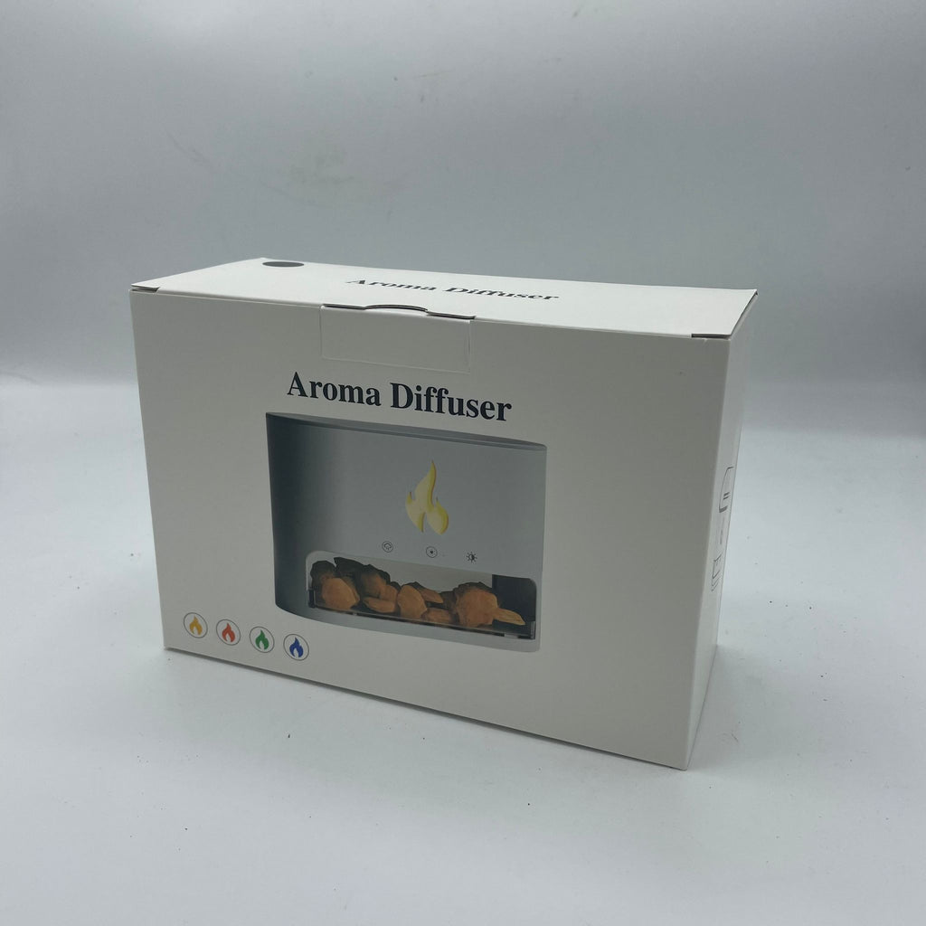 White Blaze Aroma Diffuser - Himalayan Salt Chamber - USB-C - Flame Effect (Salt included) 🇬🇧