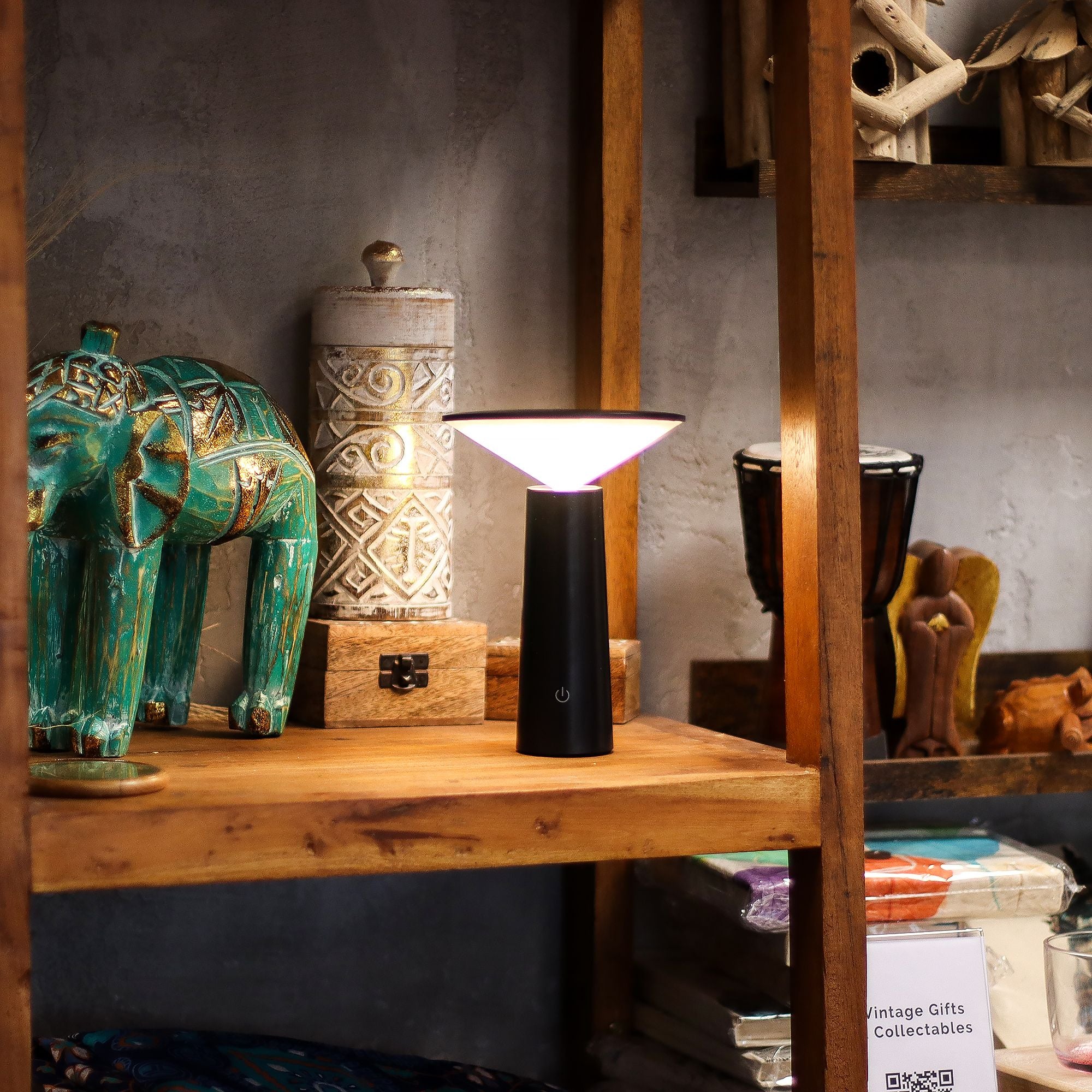 Touch Lamp - Black Mushroom- adjustable - pattern light USB (C) - Rechargable  (2000 Watt) 🇬🇧