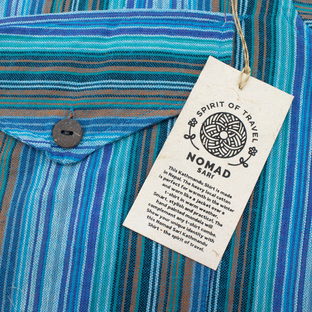 Nomad Sari Grandad Shirt - Turquoise - XL 🇬🇧