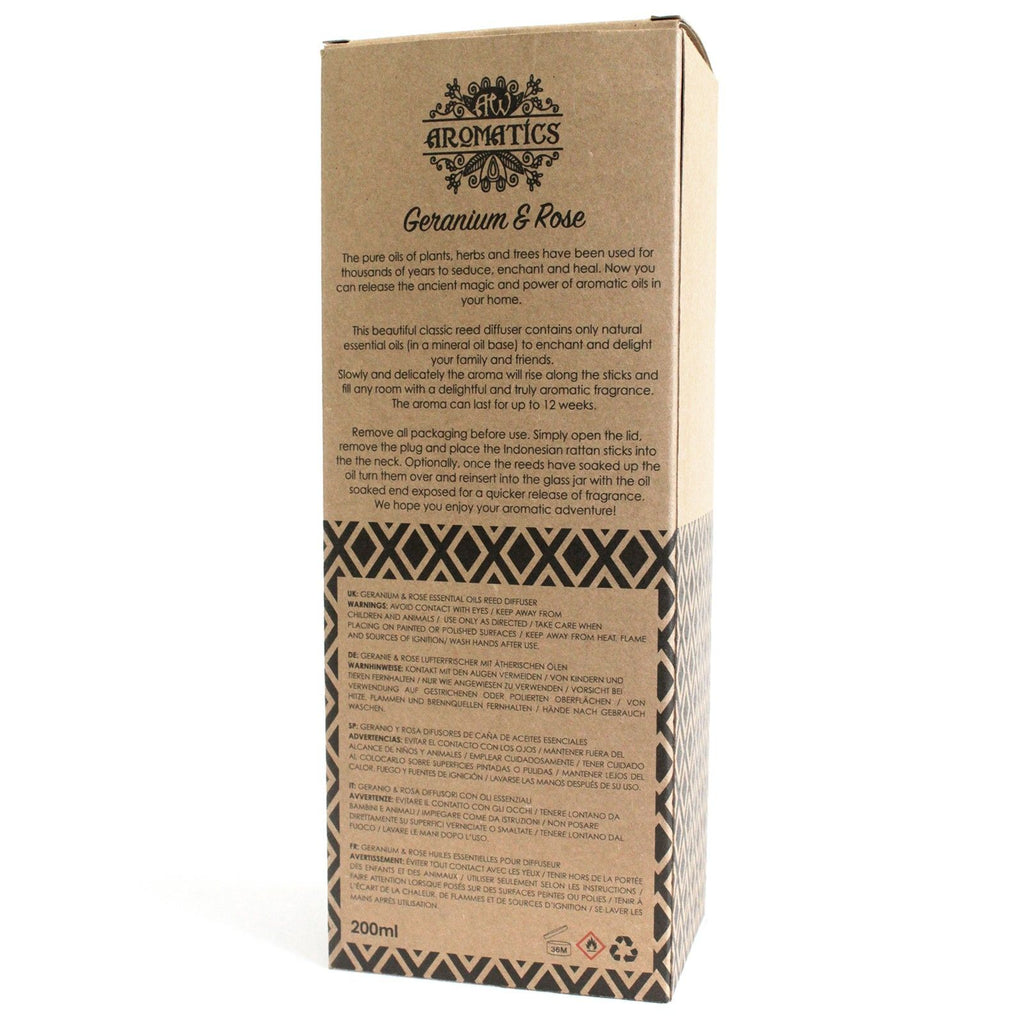 200ml Geranium & Rose Essential Oil Reed Diffuser 🇬🇧