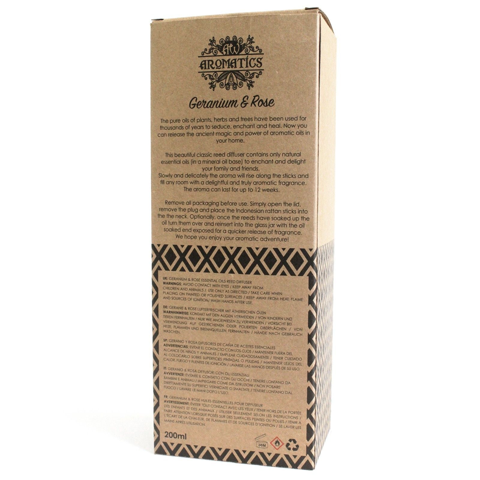 200ml Geranium & Rose Essential Oil Reed Diffuser 🇬🇧