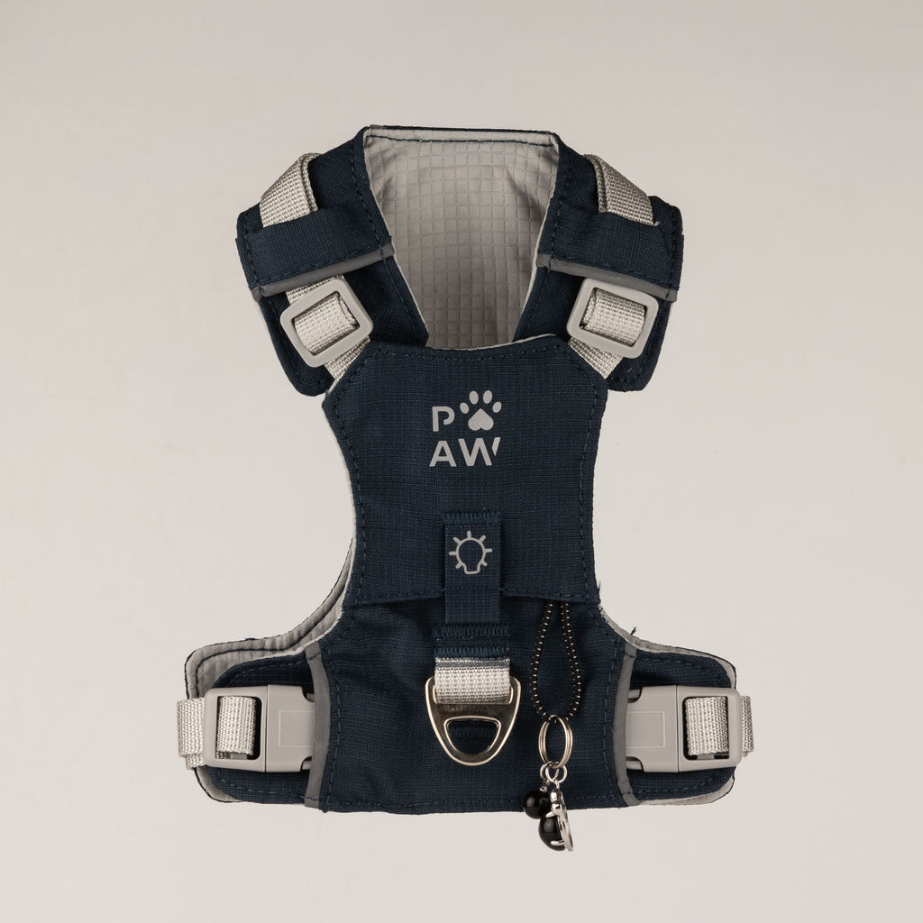 PAW - XS (2-4Kg) Dog Step-in Guardian Harness with Reflective Mesh - Rock Grey - Black Obsidian Charm 🇬🇧