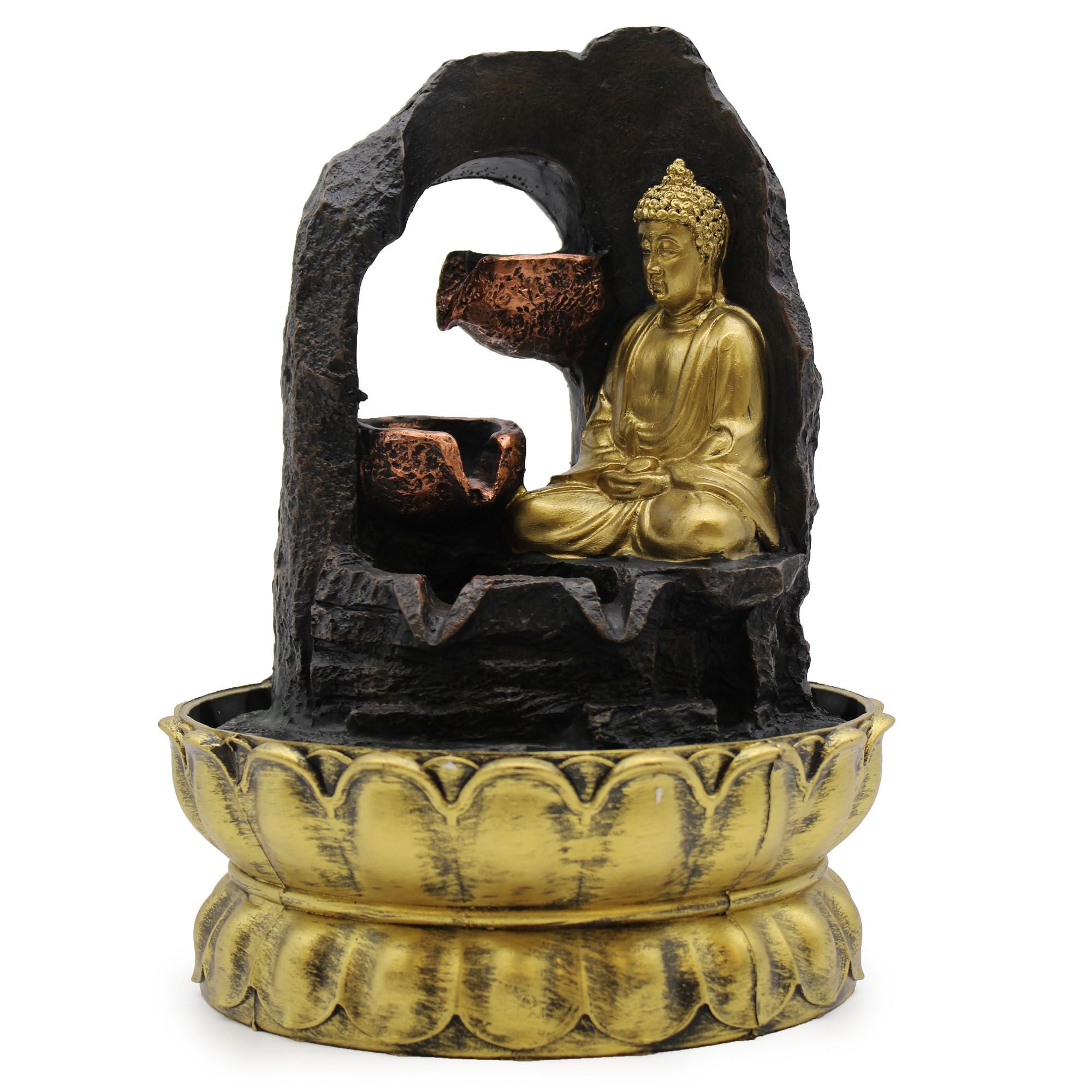 Tabletop Water Feature - 30cm - Golden Meditating Buddha 🇬🇧