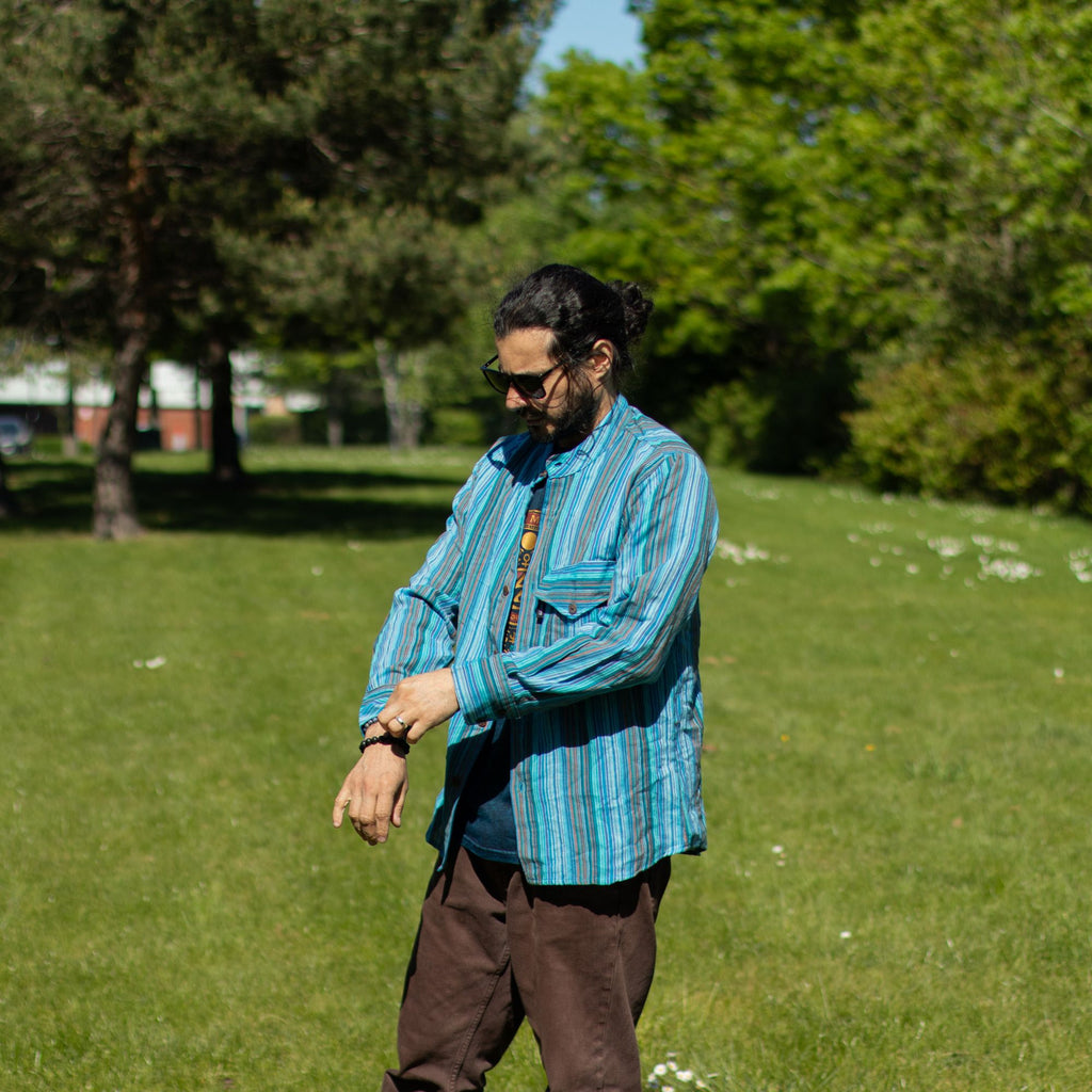 Nomad Sari Grandad Shirt - Turquoise - XL 🇬🇧