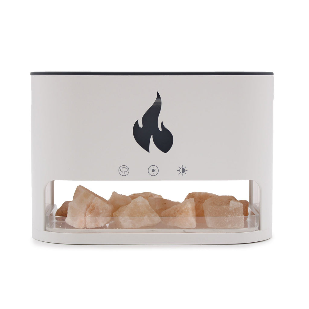 White Blaze Aroma Diffuser - Himalayan Salt Chamber - USB-C - Flame Effect (Salt included) 🇬🇧