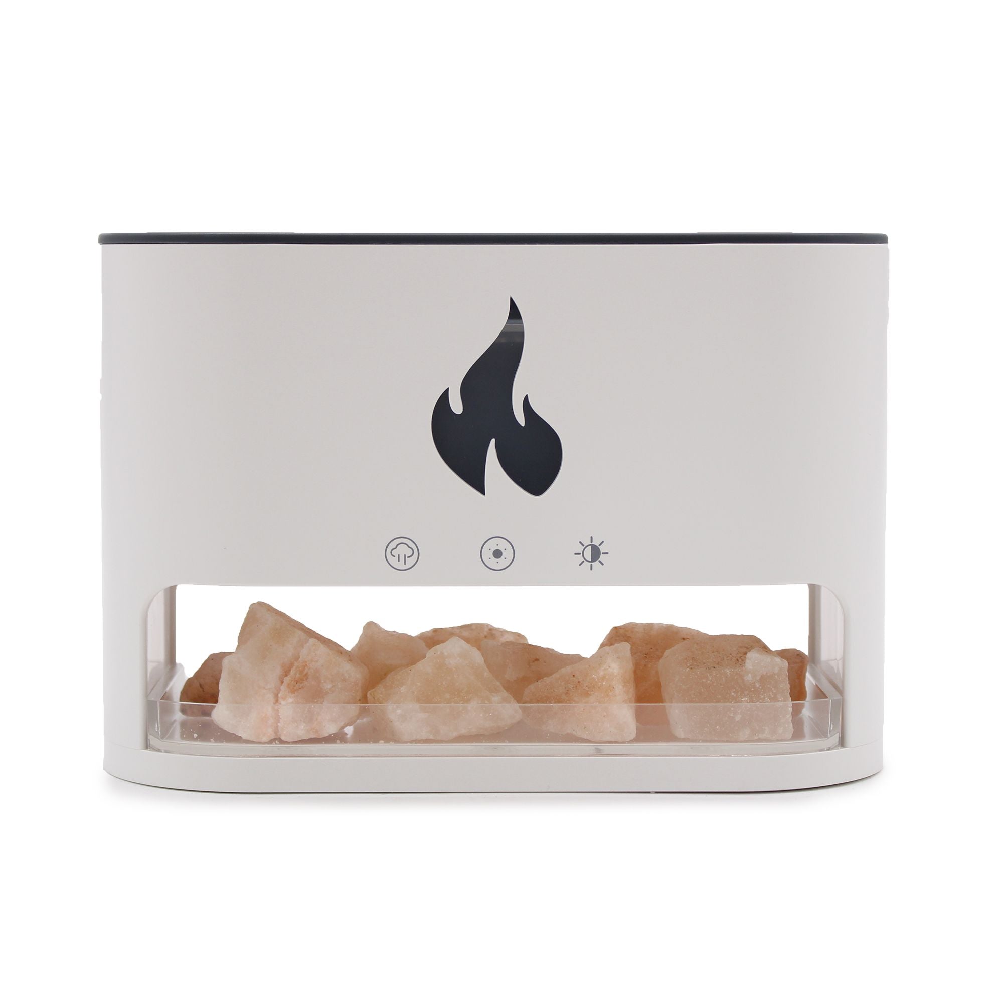 White Blaze Aroma Diffuser - Himalayan Salt Chamber - USB-C - Flame Effect (Salt included) 🇬🇧