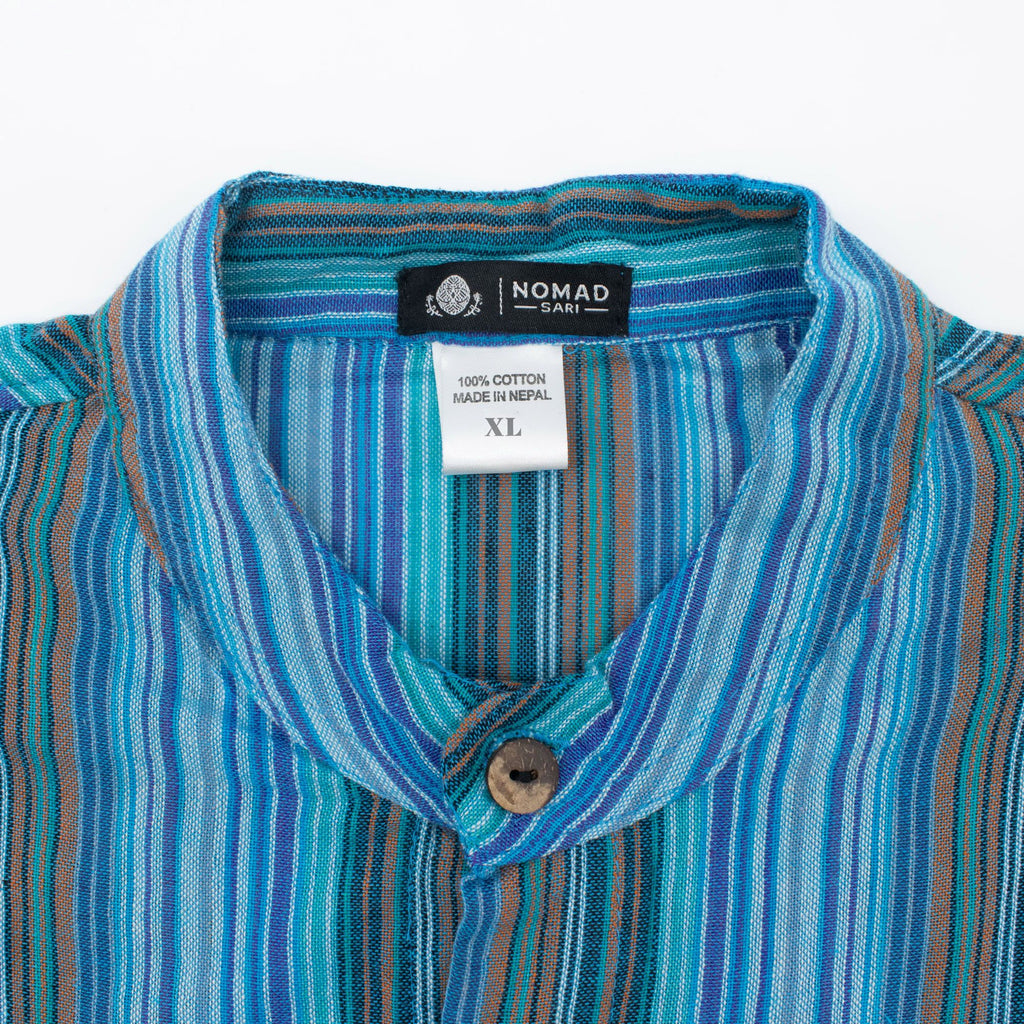 Nomad Sari Grandad Shirt - Turquoise - XL 🇬🇧