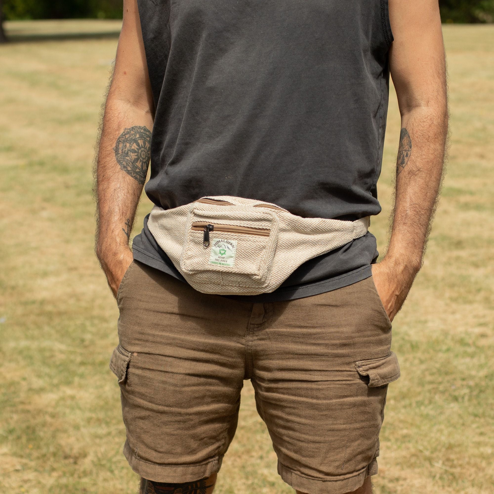 Cotton Hemp Style Belt (or Fanny) Bag - Natural 🇬🇧