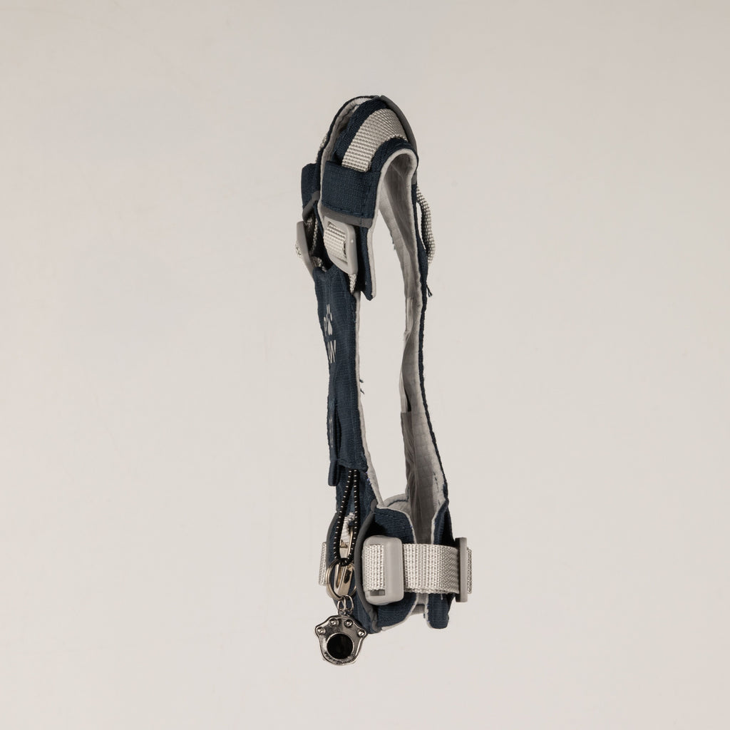 PAW - XS (2-4Kg) Dog Step-in Guardian Harness with Reflective Mesh - Rock Grey - Black Obsidian Charm 🇬🇧