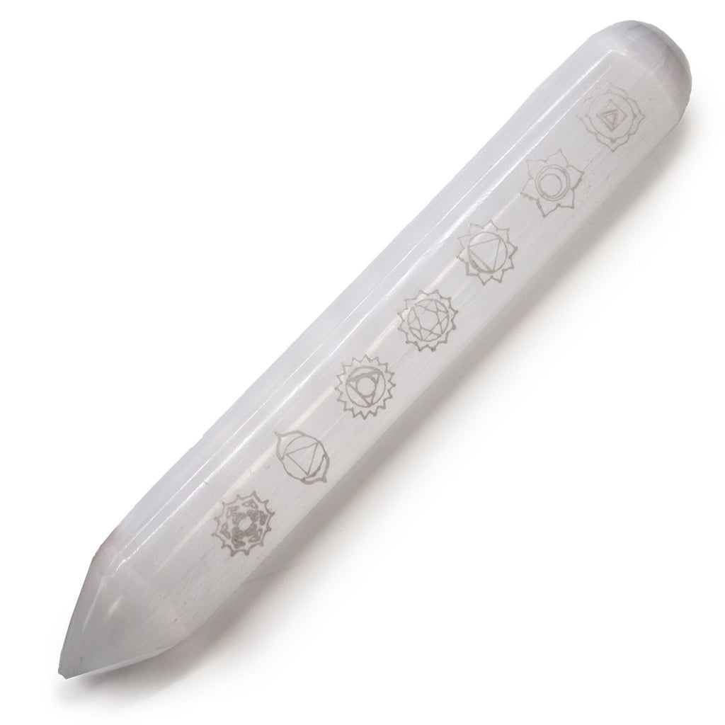 Selenite Wand - 16 cm (Point one End) 7 Chakra 🇬🇧