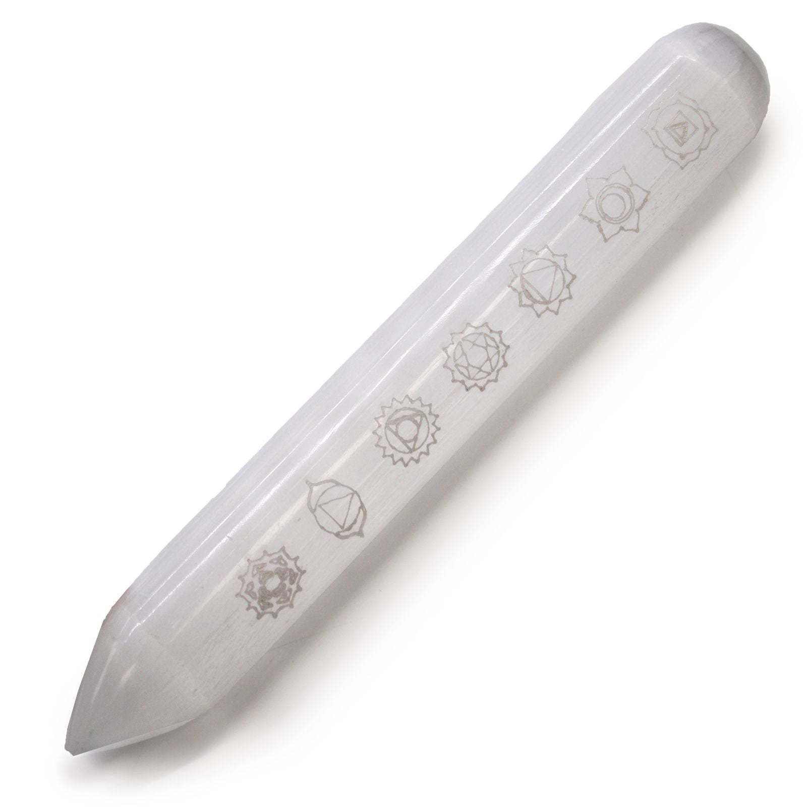 Selenite Wand - 16 cm (Point one End) 7 Chakra 🇬🇧