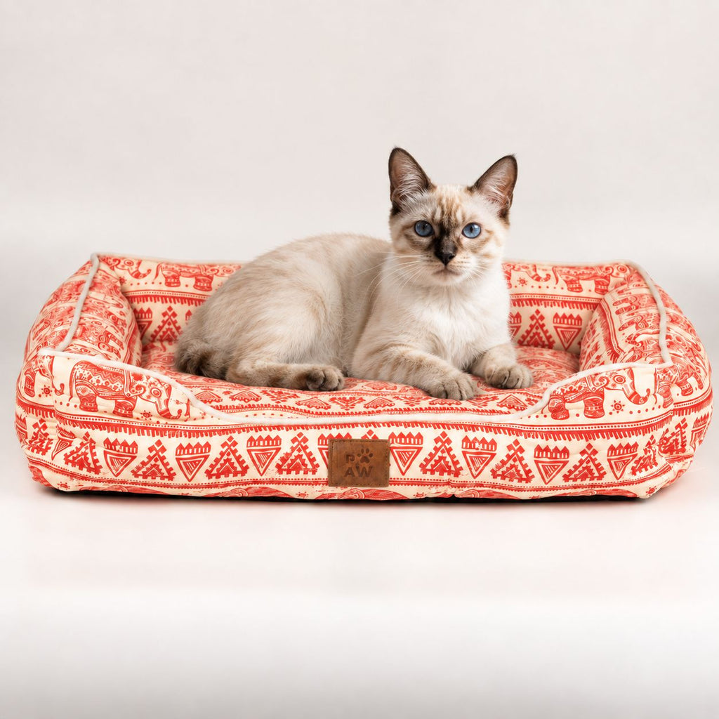 PAW Bed – Lucky Elephant – Red – 60 × 50 × 14cm 🇬🇧