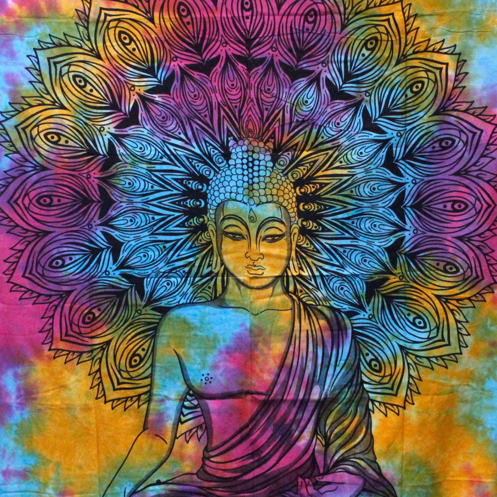 Double Cotton Bedspread + Wall Hanging - Peaceful Buddha 🇬🇧