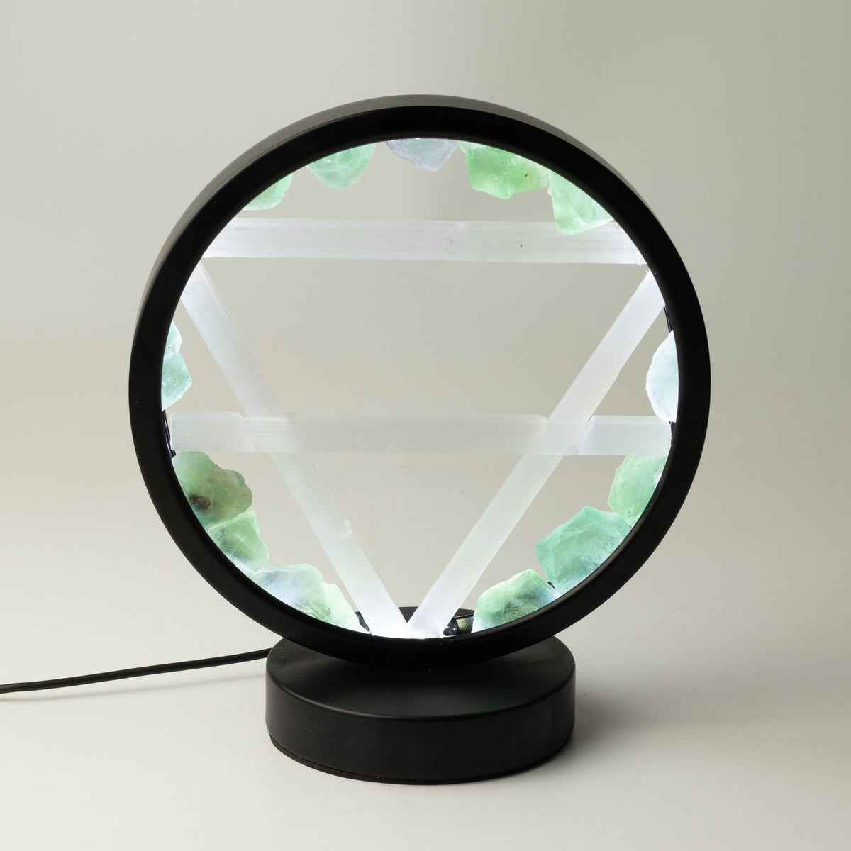 Gemstone Halo Lamp - Earth  - Aventurine & Selenite 🇬🇧