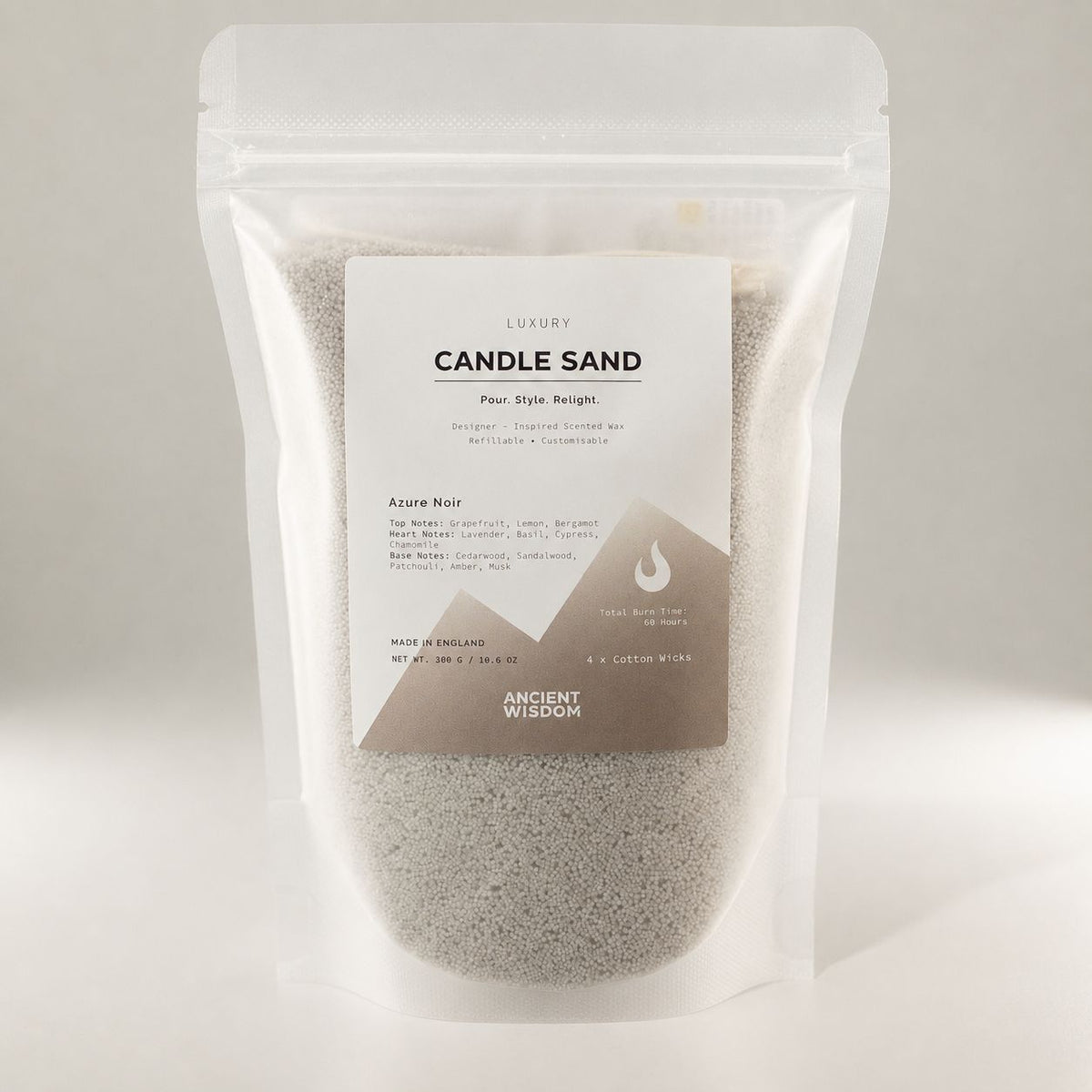 Fragranced Candle Sand - Warm Grey - Azure Noir - 300g 🇬🇧